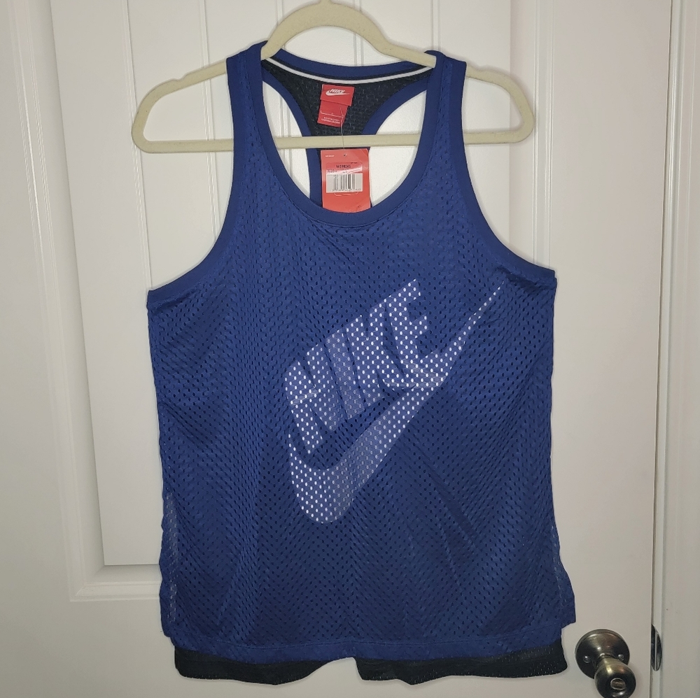 Nike Jersey Razorback Tank Top, Women's Large, Blue NWT
